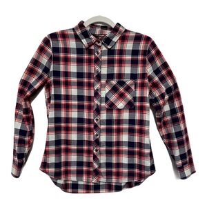 Banana Republic Red White and Blue Button Down Long Sleeve Shirt Plaid Design